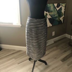 Ann Taylor Loft black and white lined skirt